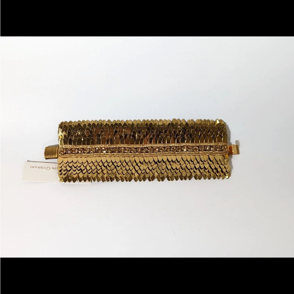 Deepa Gurnani Gigi Handmade Bracelet with Glass Crystals, Leather Backing 7"
